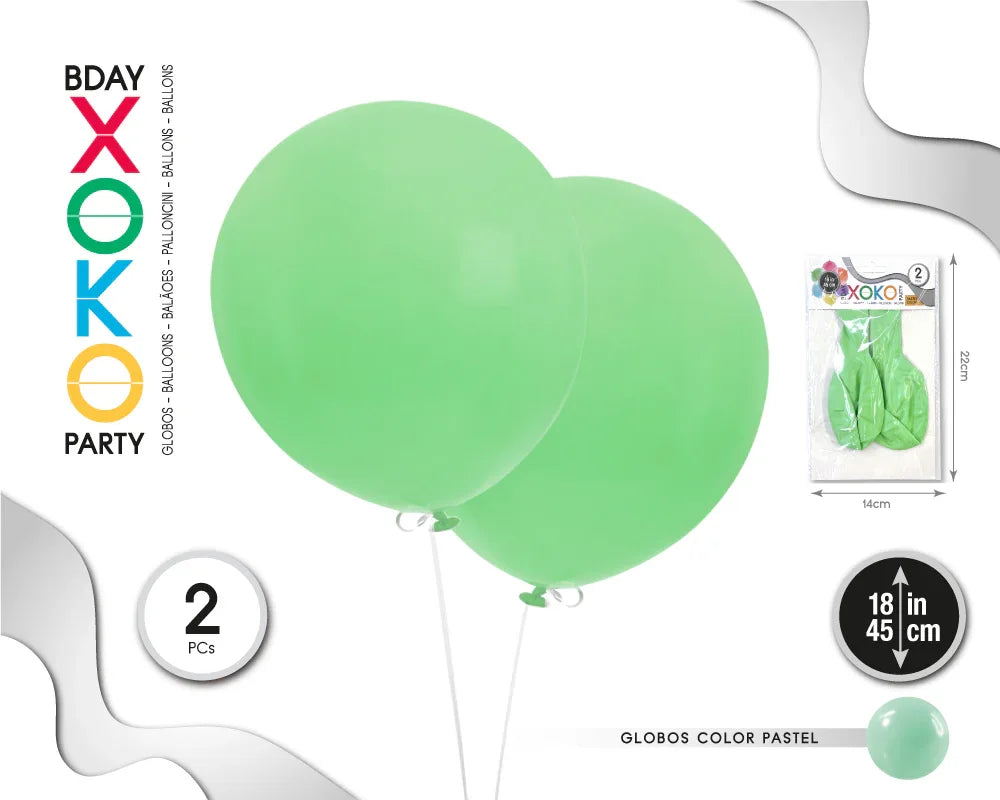 GLOBOS 18PULG 2PC VERDE - yupiparty