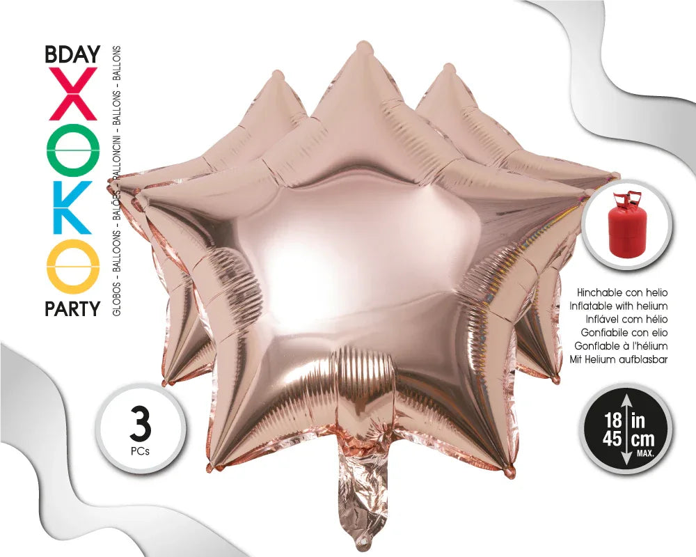 GLOBO FOIL ESTRELLA 18''/45CM CHAMPAN 3P - yupiparty