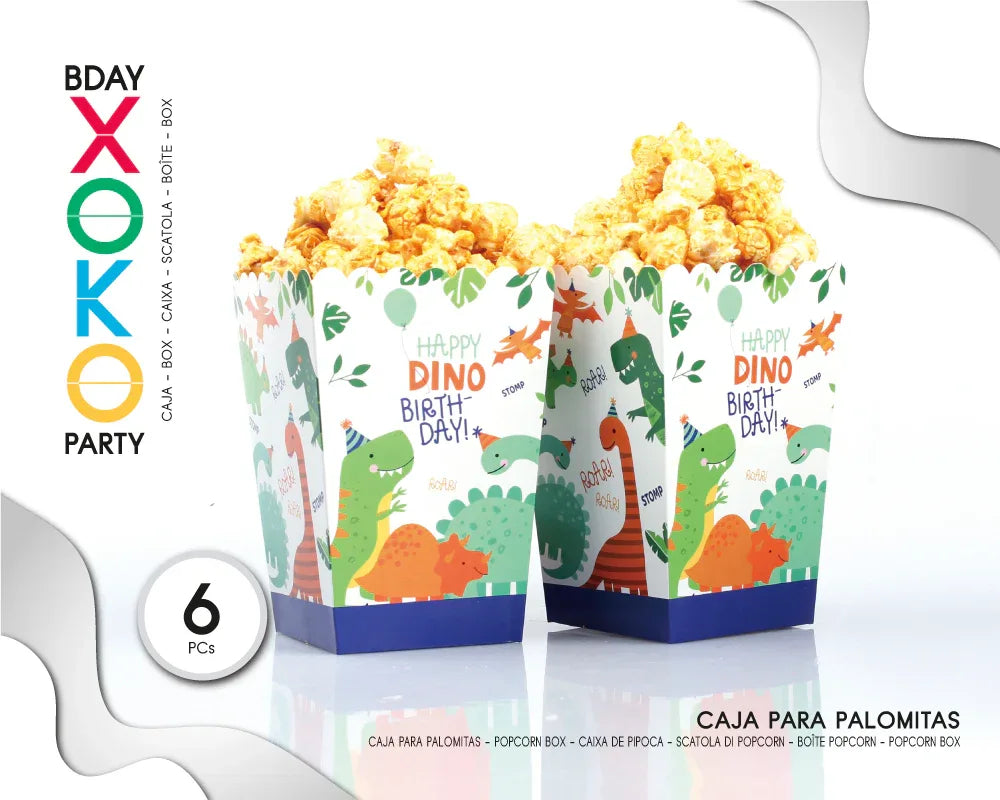 CAJA PALOMITA DINOSAURIO 6PC - yupiparty