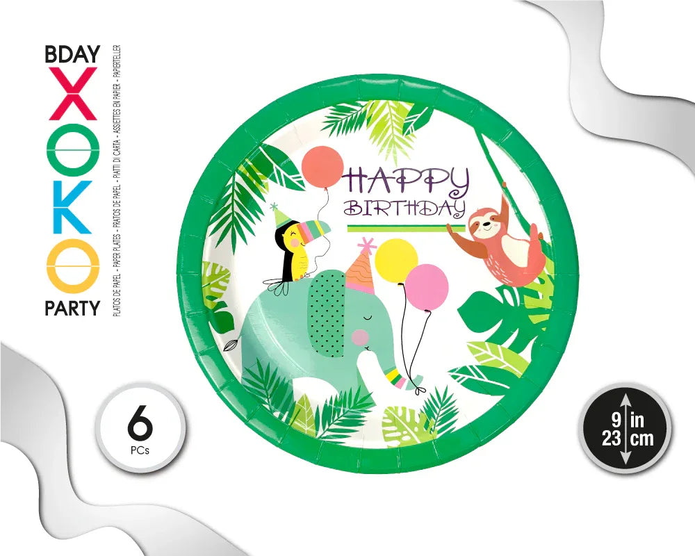 PLATO 23CM WILD ANIMAL 6PC - yupiparty