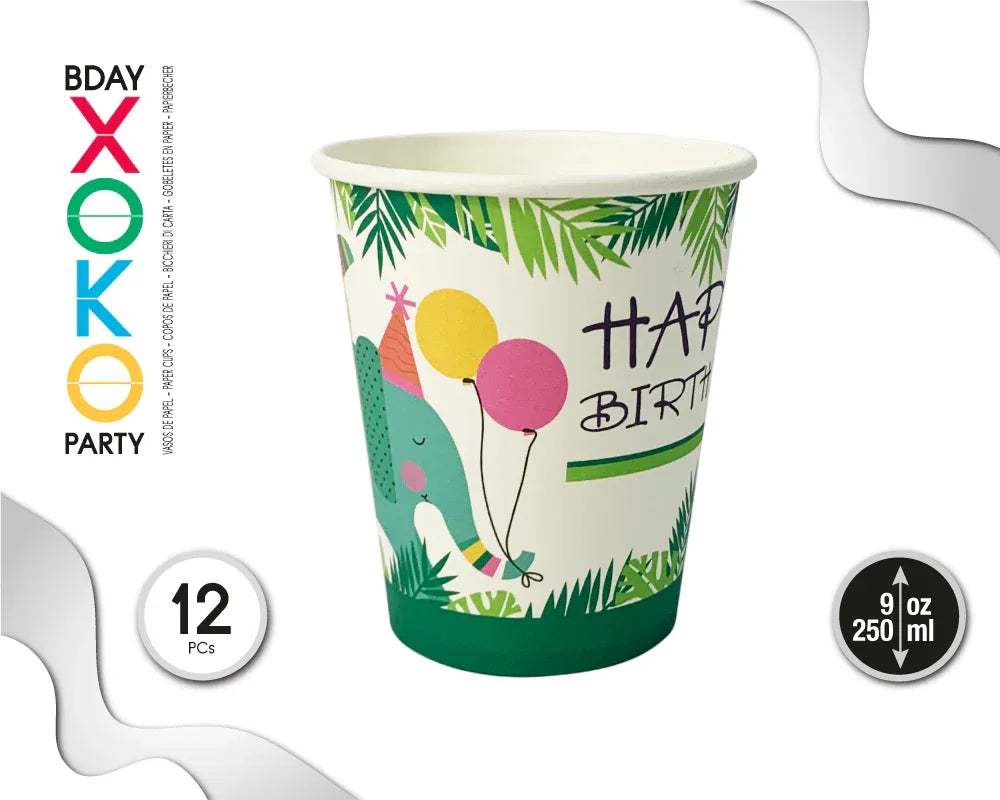 VASO 9OZ WILD ANIMAL 12PC - yupiparty