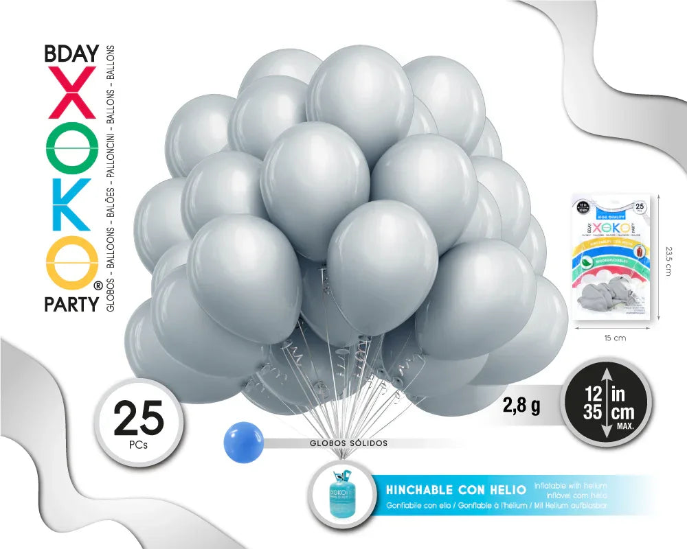 GLOBOS LATEX HELIO 25PC 2,8G 12/ 30C - yupiparty