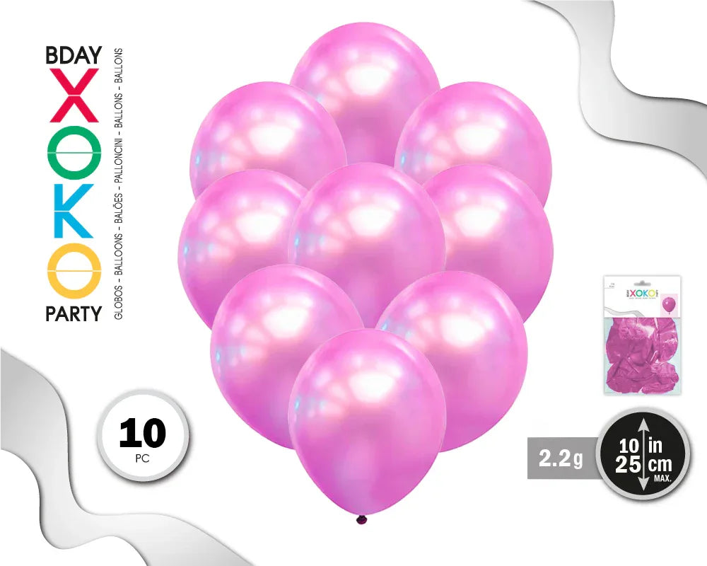 GLOBO LATEX 10PC 2.2G/25CM FUCSIA PERLAD - yupiparty