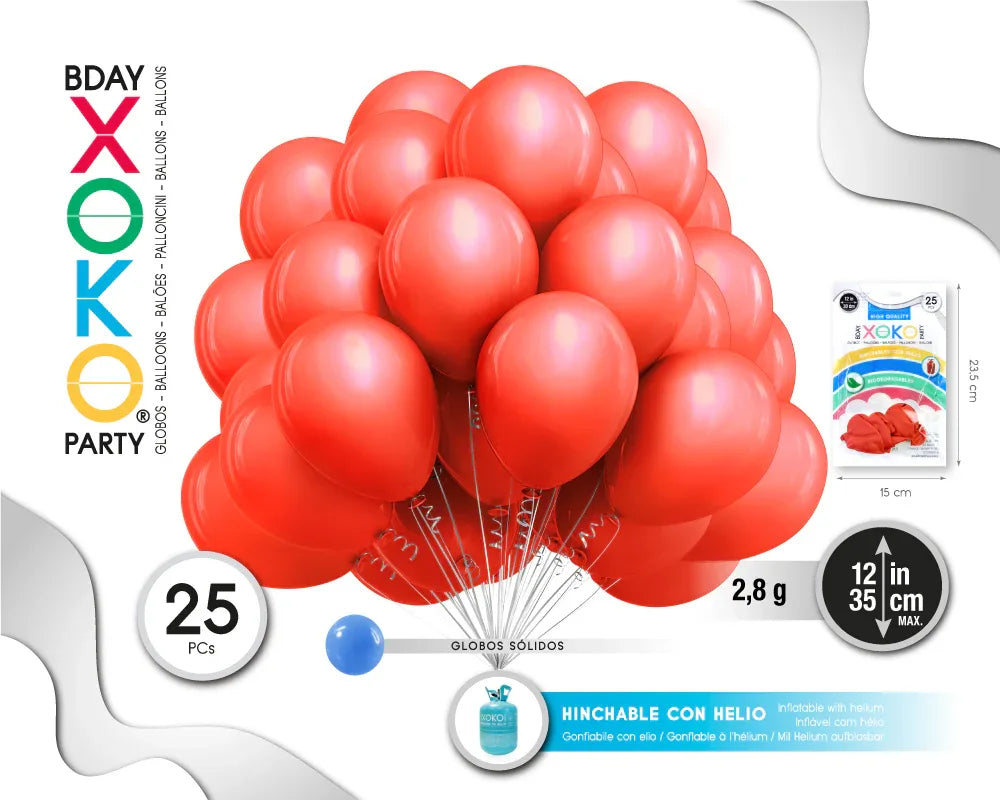 GLOBOS PERLA 25PC 12IN/30CM ROJO - yupiparty