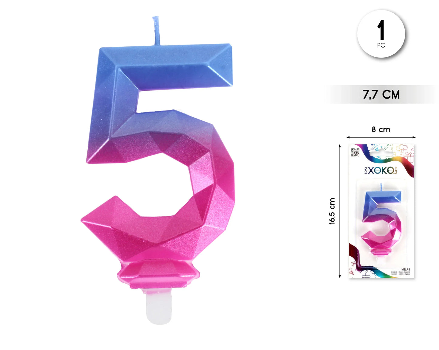 VELA 7.7CM DIAMANTE AZUL+FUCSIA 5 - yupiparty