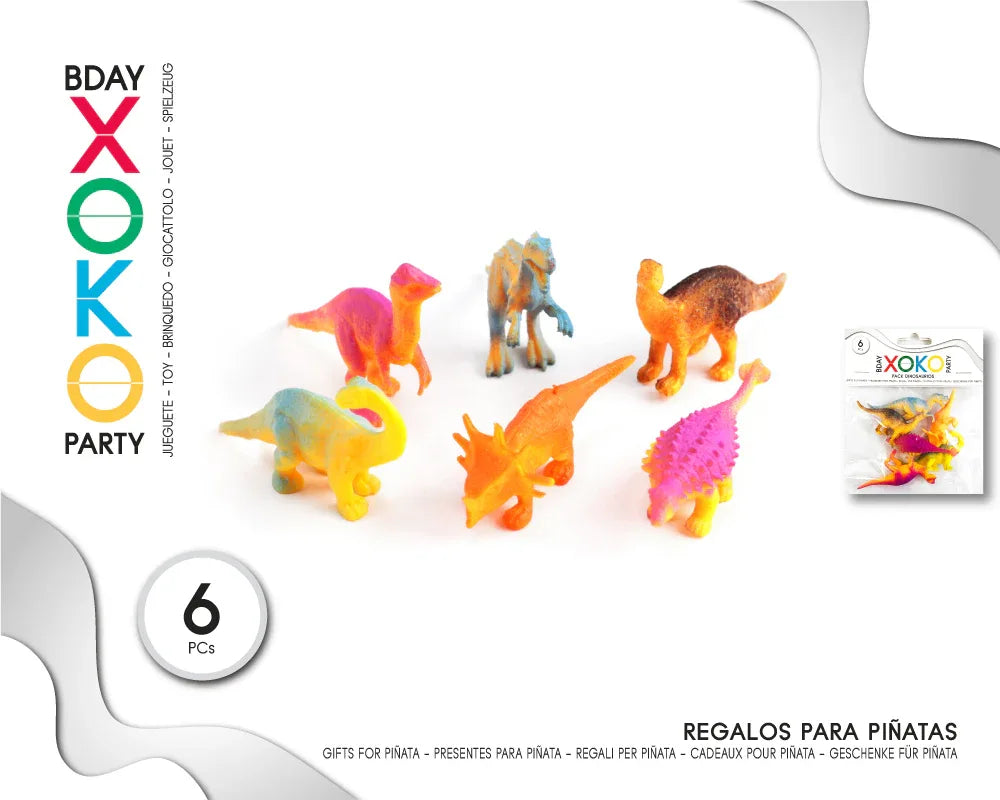 PACK PINATA DINOSAURIOS 6PC - yupiparty