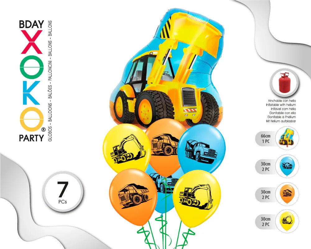 SET EXCAVADORA 7 GLOBOS - yupiparty