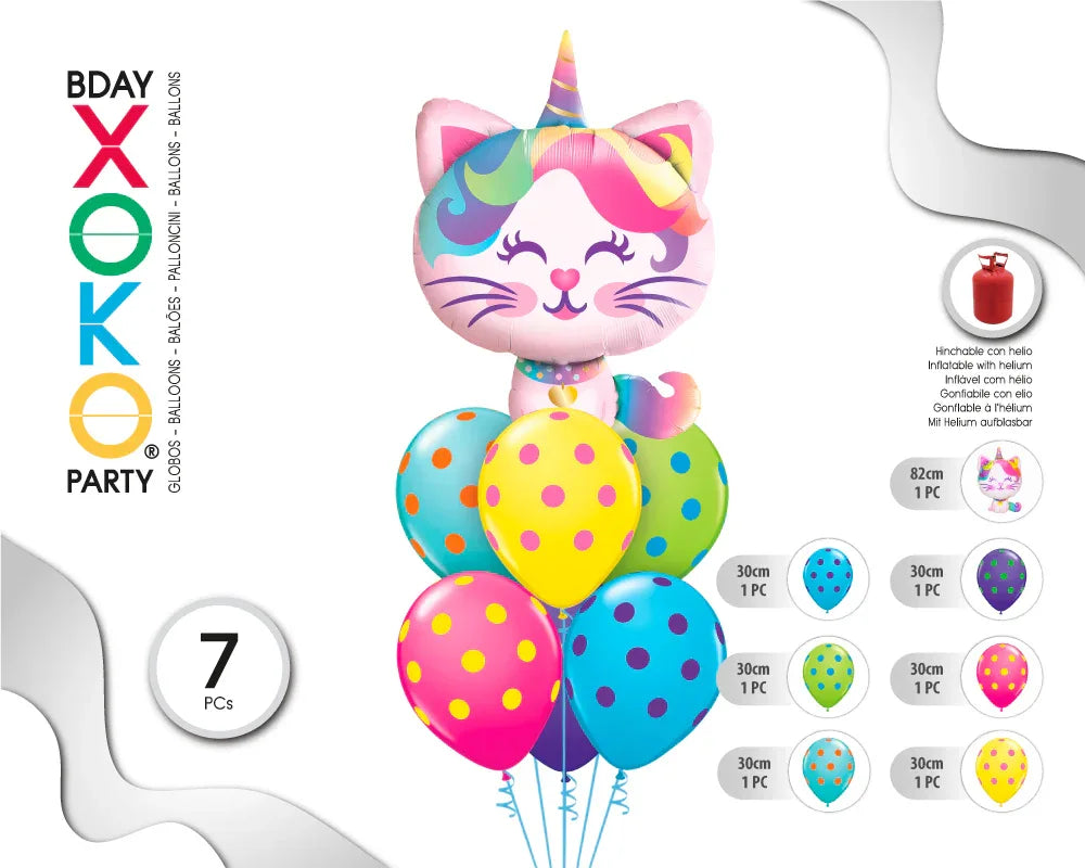 SET CATICORNIO 7 GLOBOS - yupiparty