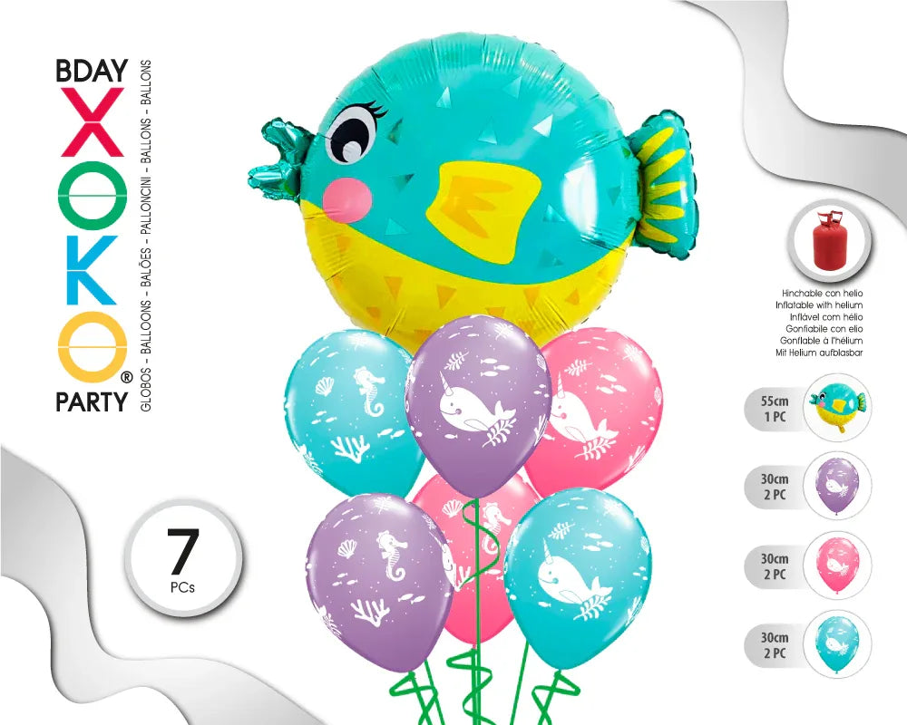 SET PEZ BESUCON 7 GLOBOS - yupiparty