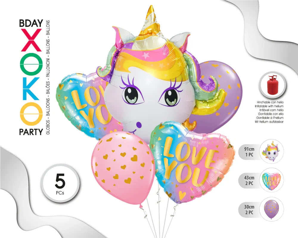 SET COMIC UNICORNIO 5PC - yupiparty