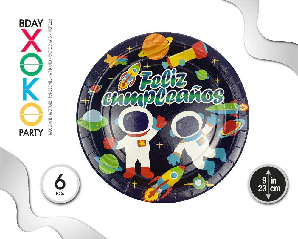 PLATO 23CM ASTRONAUTA 6PC - yupiparty