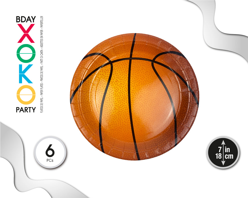 PLATO 18CM BALONCESTO 6PCS