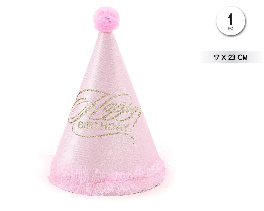 GORRO HAPPY BDAY ROSA 1PC - yupiparty