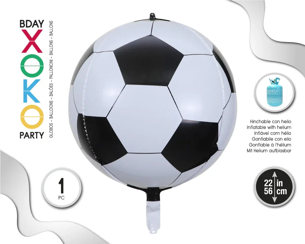 GLOBO FOIL ESFERA 55CM BALON FUTBOL - yupiparty