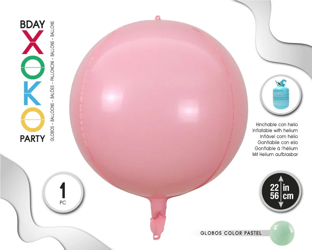 GLOBO FOIL ESFERA 55CM PASTEL ROSA - yupiparty