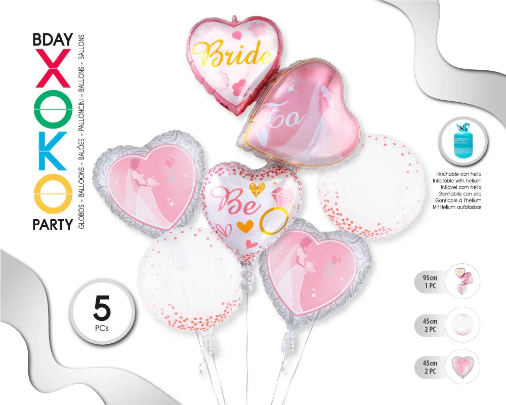 SET GLOBO MYLAR 6PC BRIDE TO BE - yupiparty