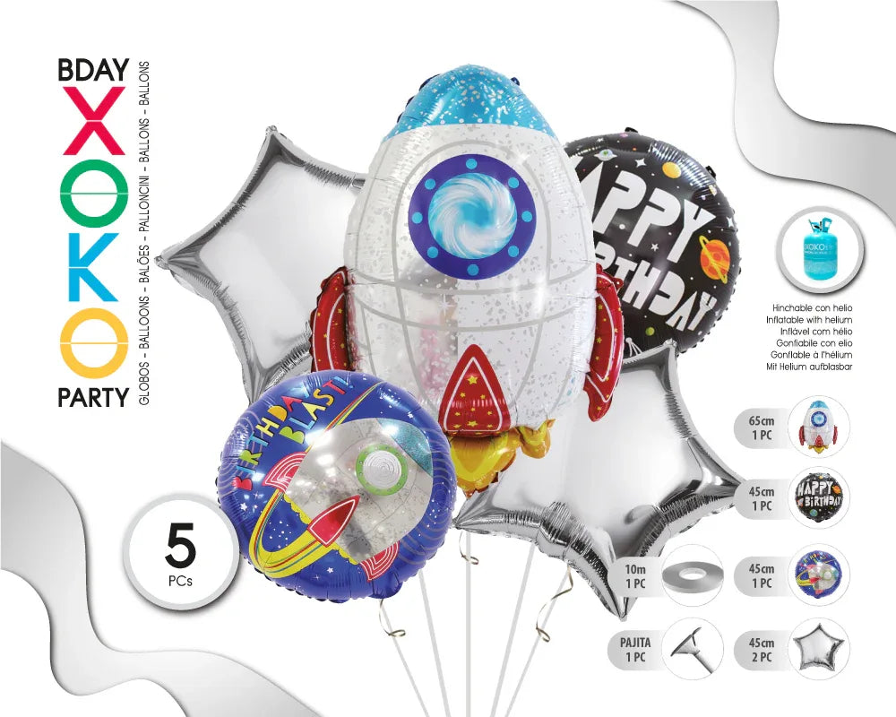 SET GLOBOS MYLAR 6PC SPACE - yupiparty