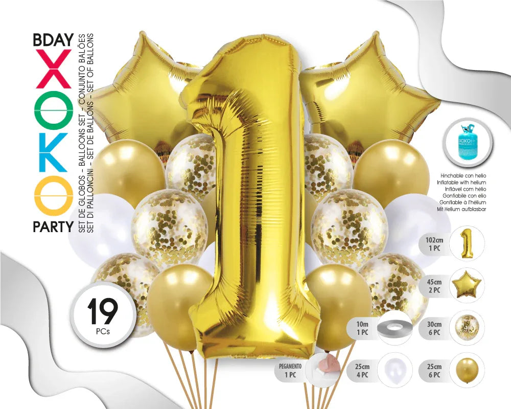 SET ORO STAR 19PC # 1 - yupiparty