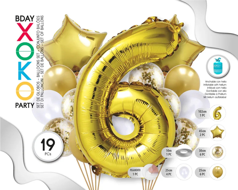 SET ORO STAR 19PC # 6 - yupiparty