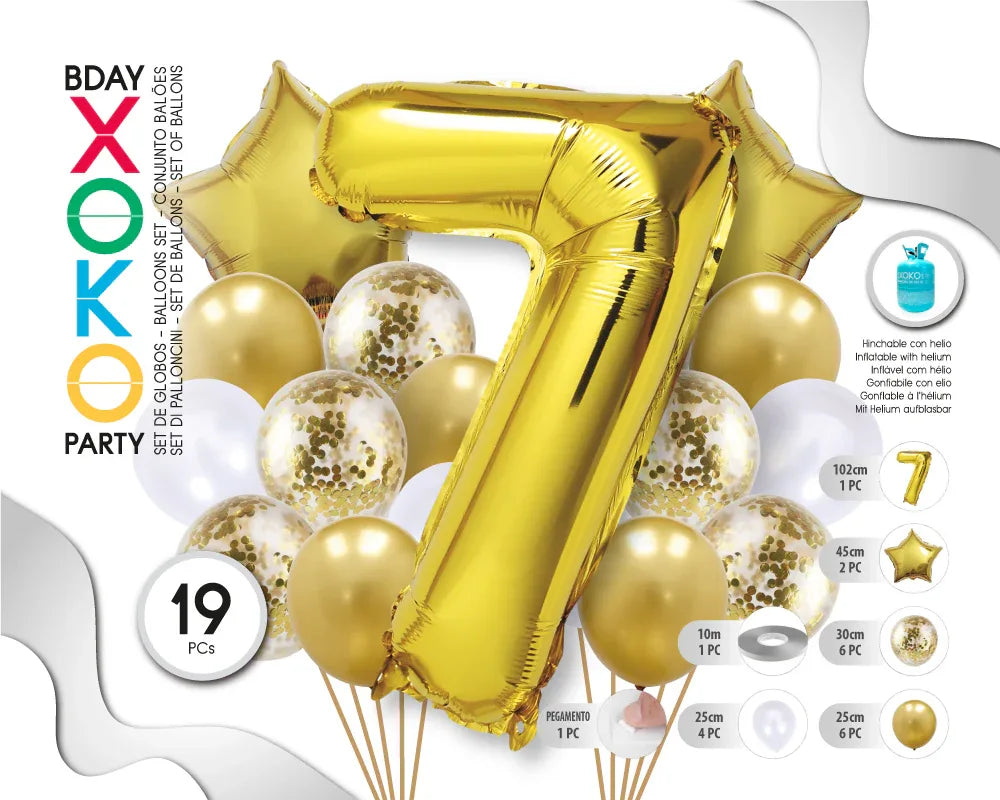 SET ORO STAR 19PC #7 - yupiparty