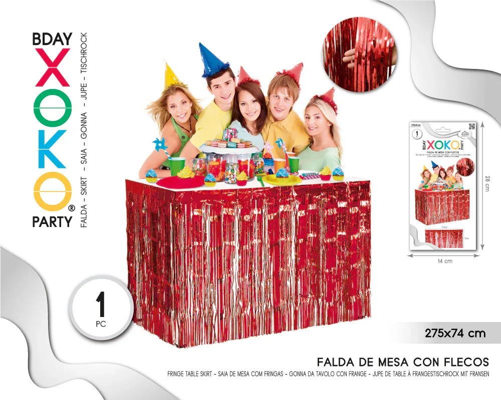 FALDA DE MESA FLECO ROJO 275*74CM - yupiparty
