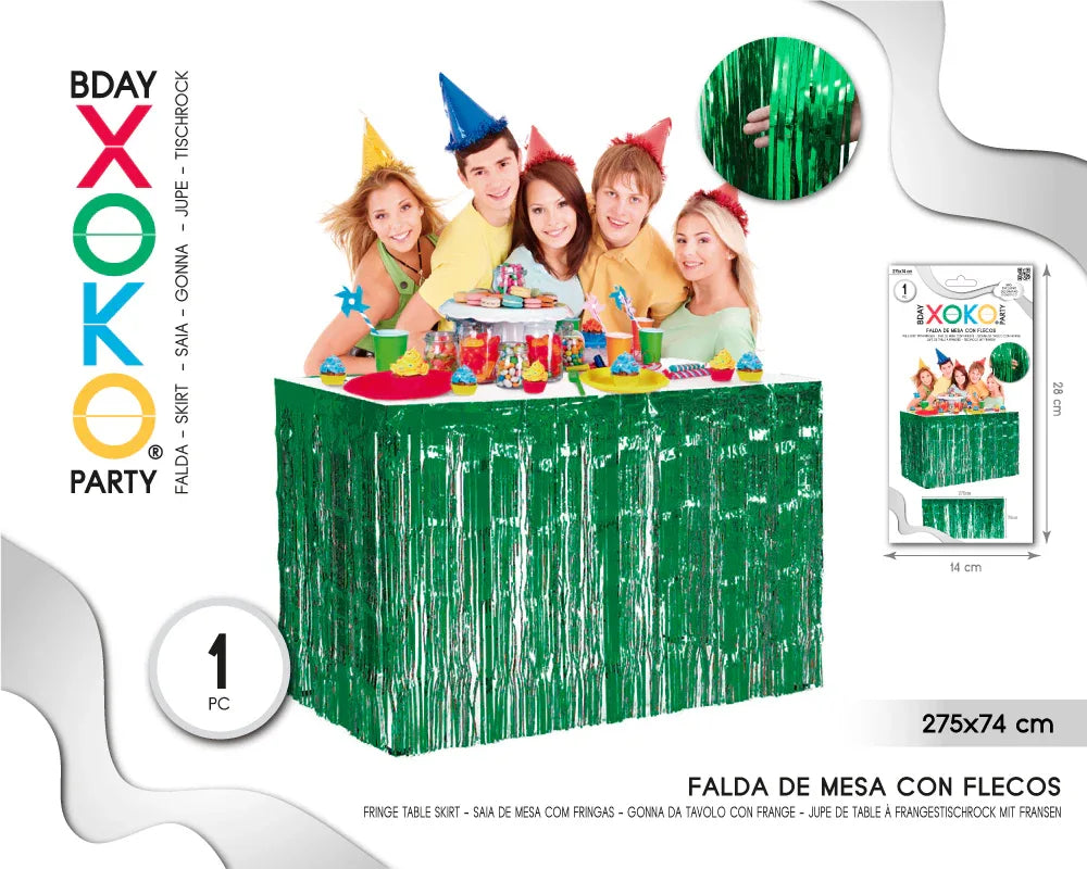 FALDA DE MESA FLECO VERDE 275*74CM - yupiparty