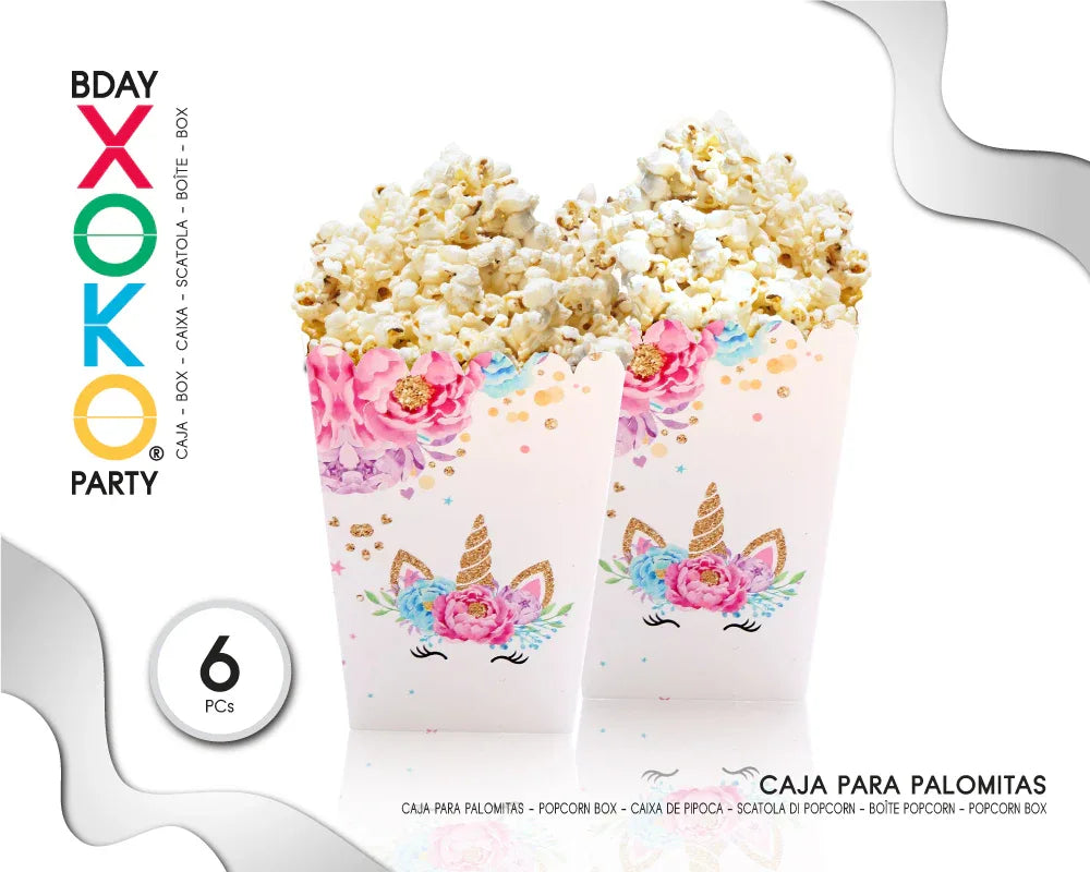 CAJA PALOMITA UNICORNIO 6PC - yupiparty