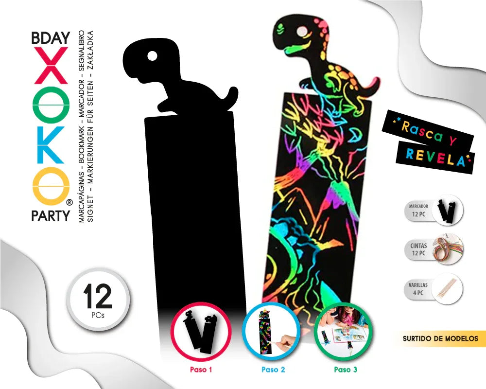 MARCAPAGINAS PARA RASCAR 12PC DINO - yupiparty
