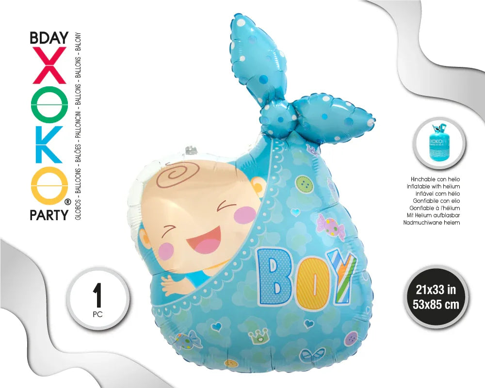 GLOBO MYLAR HATILLO CON BEBE NIÑO 53*85 - yupiparty