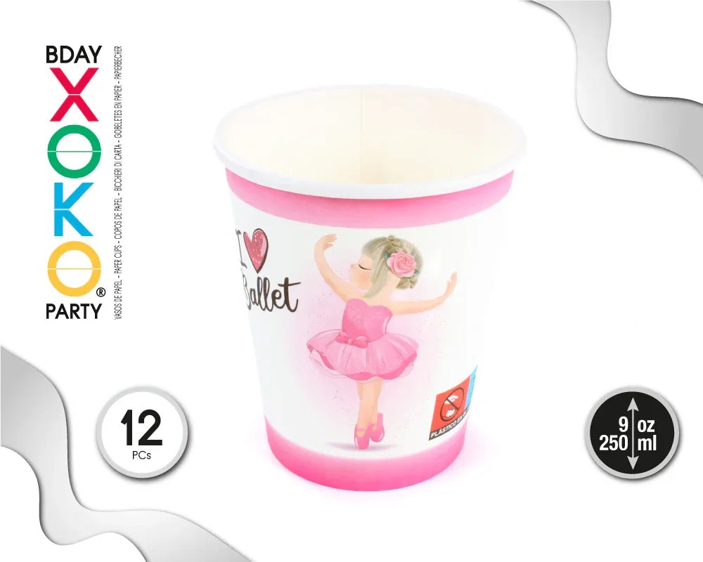 VASO 9OZ BALLET 12PC - yupiparty