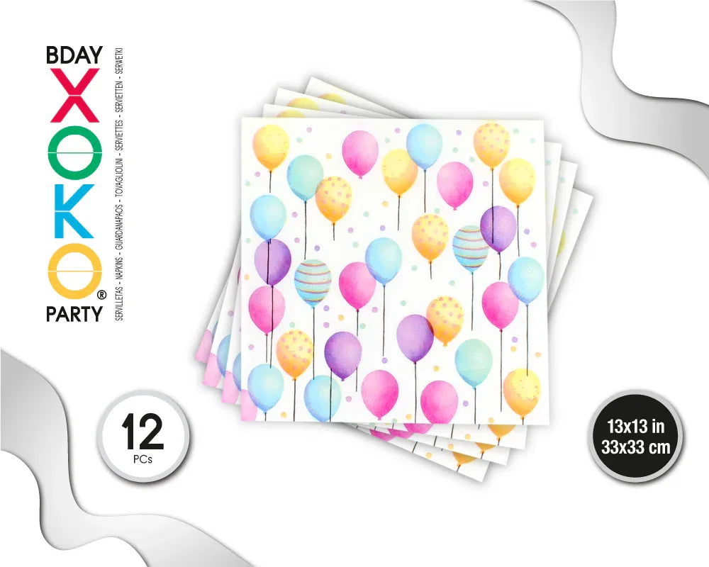 SERVILLETA GLOBOS 12PC - yupiparty