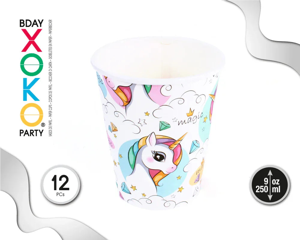 VASO 90Z MAGIC UNICORN 12PC - yupiparty