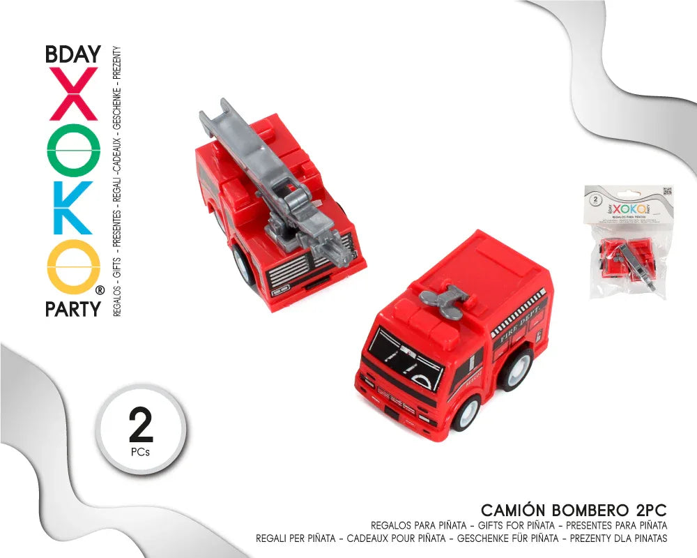 PACK CAMION BOMBERO 2PC - yupiparty