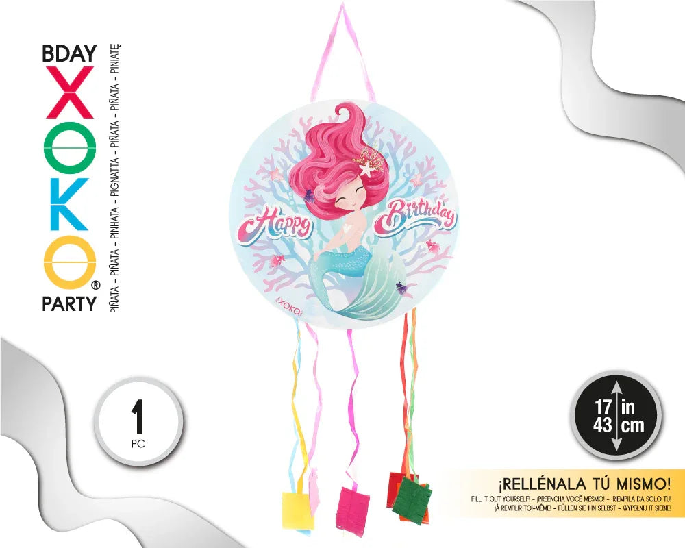 PIÑATA SIRENA HAPPY BDAY 43CM - yupiparty