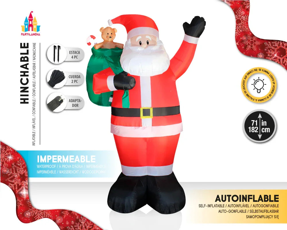 PAPA NOEL HINCHABLE CON LED - yupiparty