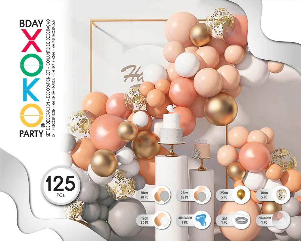 SET GLOBOS MACCHIATO 125PC - yupiparty