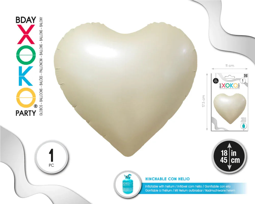 GLOBO FOIL 18''/45CM CORAZONO CREMA - yupiparty
