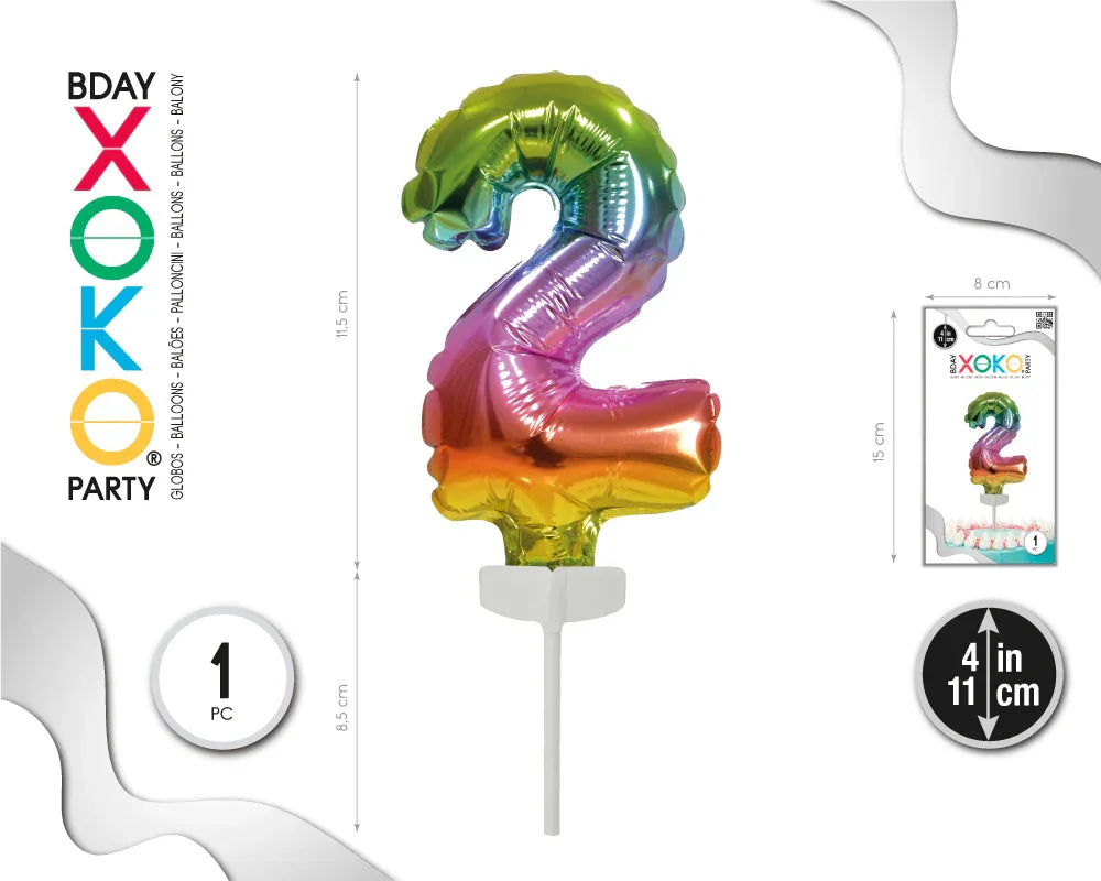 CAKE TOPPER MINI GLOBO RAINBOW 2 - yupiparty