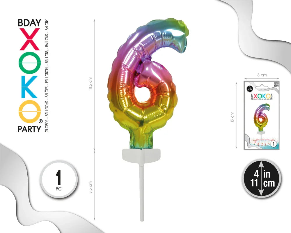 CAKE TOPPER MINI GLOBO RAINBOW 6 - yupiparty