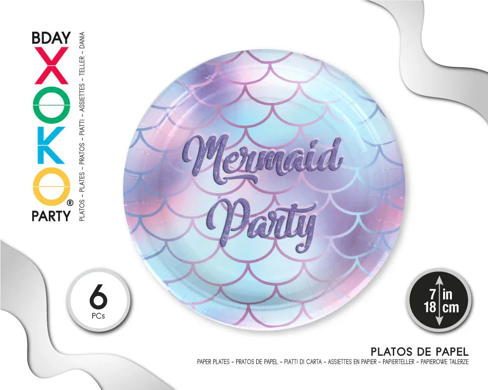 PLATO 18CM MERMAID 6PC - yupiparty