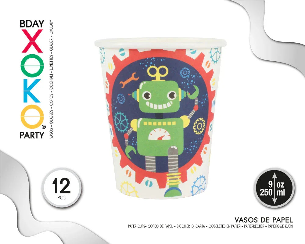 VASO 9OZ ROBOT 12PC - yupiparty