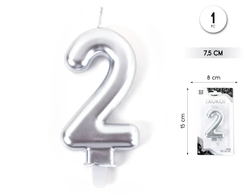 VELA 7.5CM PLATA METALIZADO 2 - yupiparty