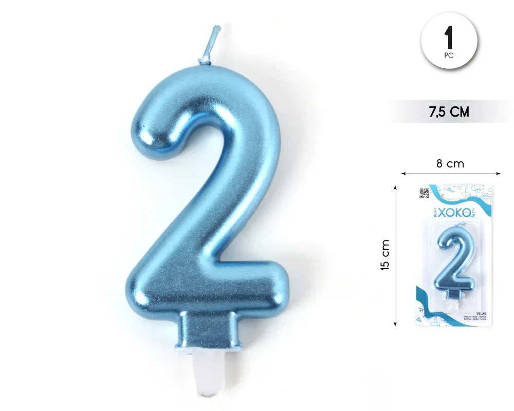 VELA 7.5CM AZUL METALIZADO 2 - yupiparty
