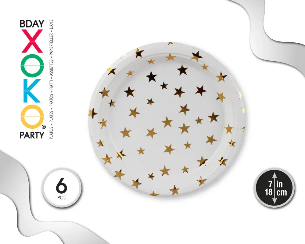 PLATO 18CM ESTRELLA FOIL 6UDS - yupiparty