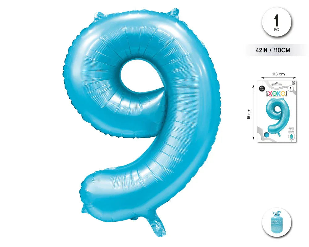 GLOBO FOIL 42/110CM AZUL BABY 9 - yupiparty