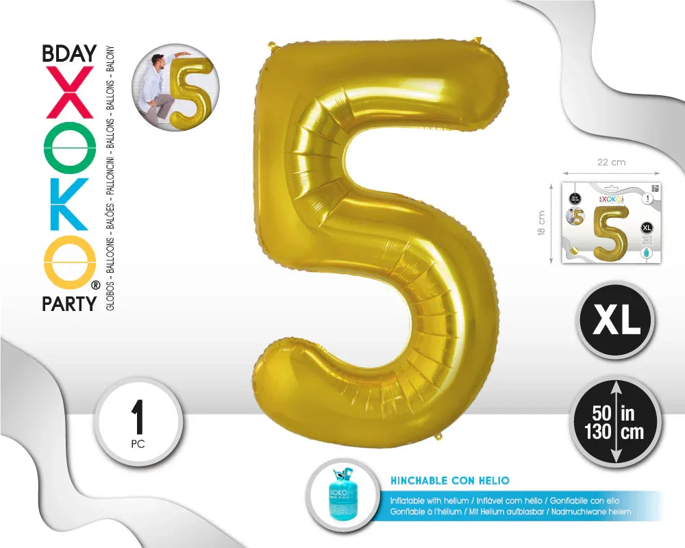 GLOBO FOIL 50/130CM ORO 5 - yupiparty