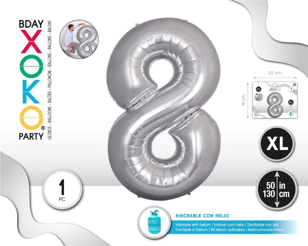 GLOBO FOIL 50/130CM PLATA 8 - yupiparty