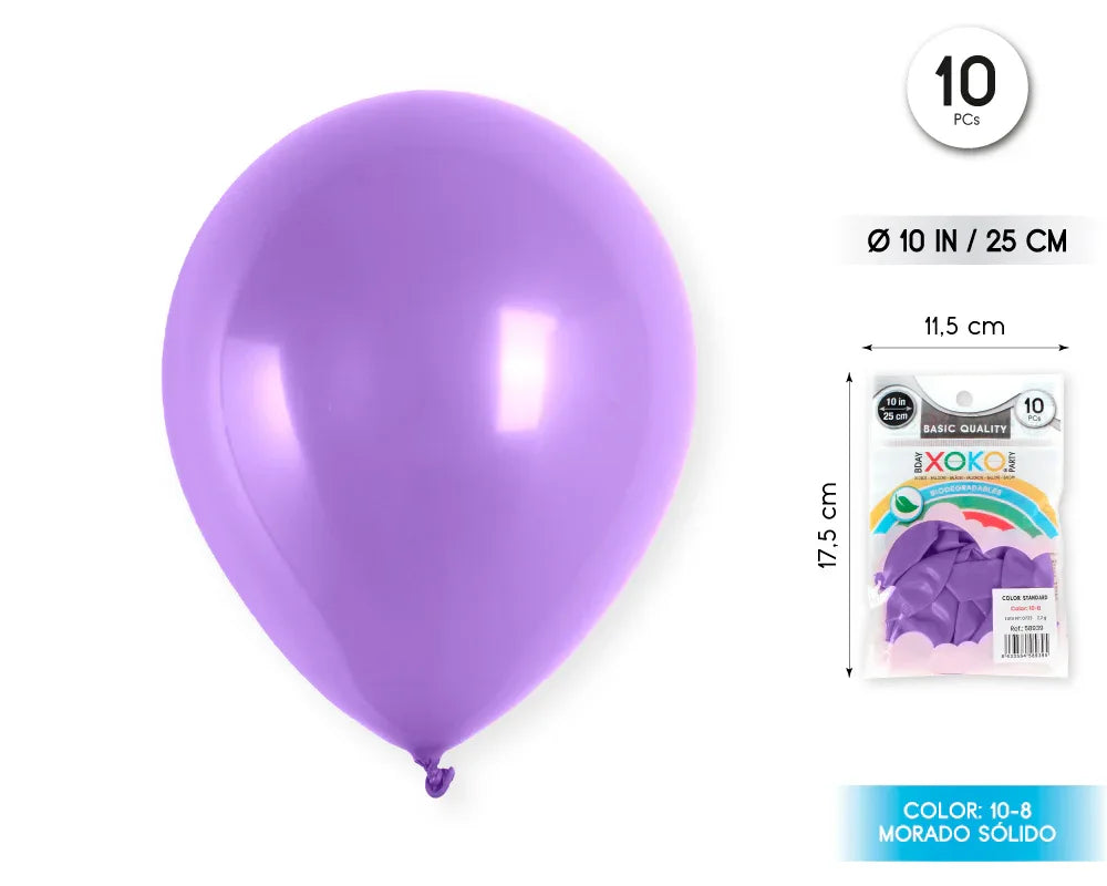 GLOBOS 10PC 2.2G 25CM MORADO - yupiparty