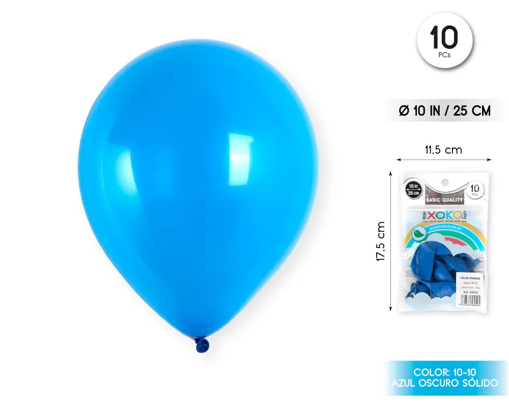 GLOBOS 10PC 2.2G 25CM AZUL OSC - yupiparty