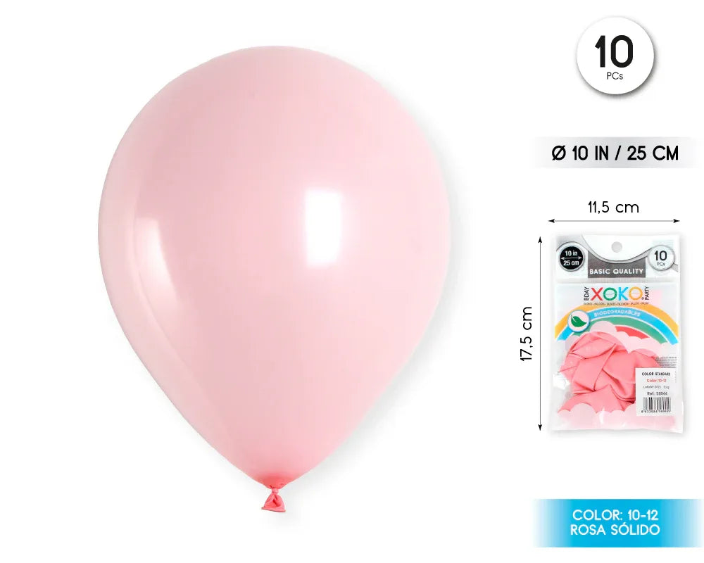 GLOBOS 10PC 2.2G 25CM ROSA - yupiparty